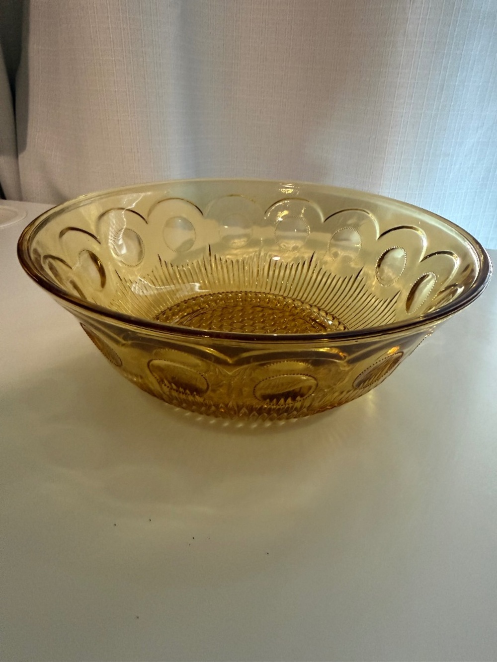 Vintage 1960's Bartlett Collins Manhattan Amber Yellow Gold Glass Serving Bowl